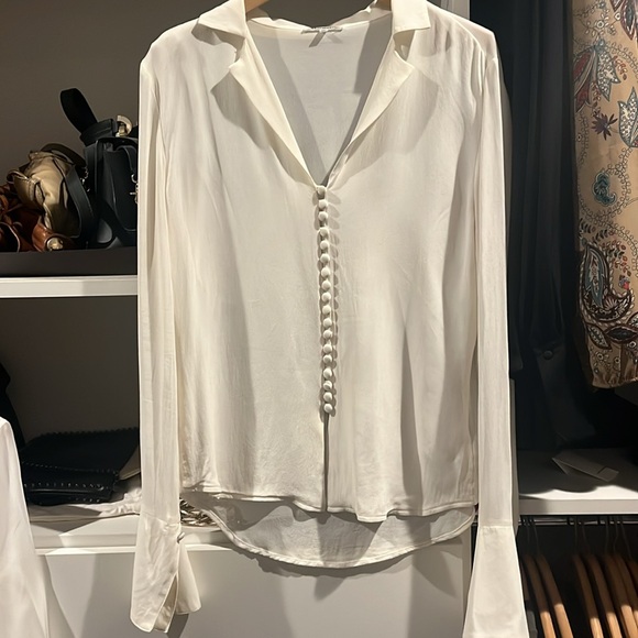 Reformation Jeremiah top blouse button up shirt extra small XS cream gossamer S - Picture 7 of 7
